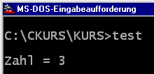 Screenshot des ausgeführten Programms